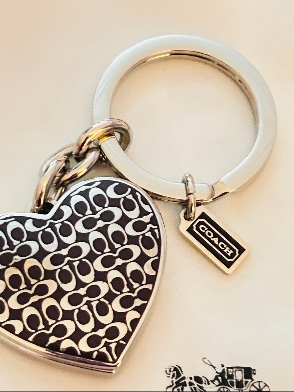 Coach Heart Picture Frame Keychain/ Bag Charm - Gem